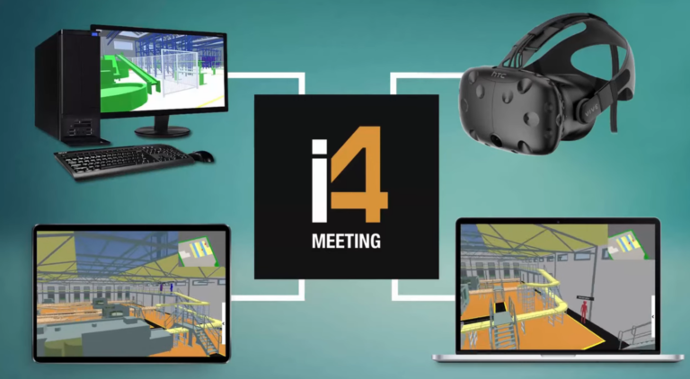 Virtual Meetings using i4 MEETING by CAD-Schroeder, an advertisement graphic
